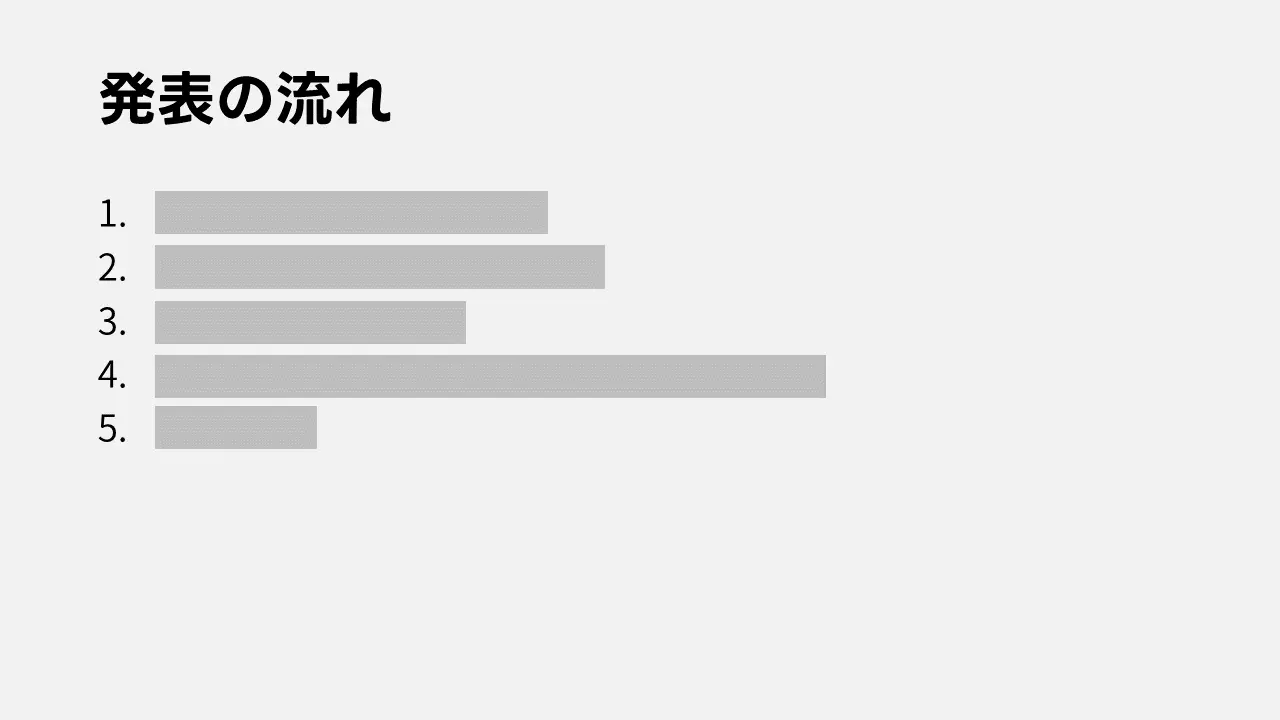 発表の流れを見せる